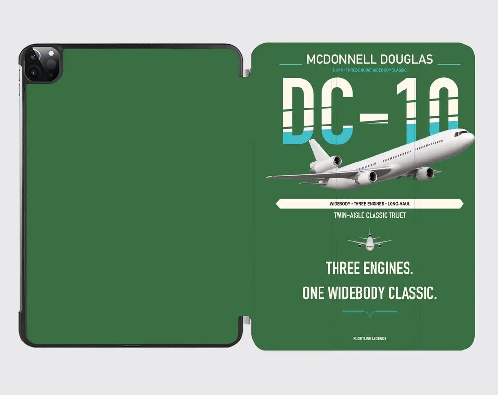McDonnell Douglas DC-10 design on green ipad tablet case