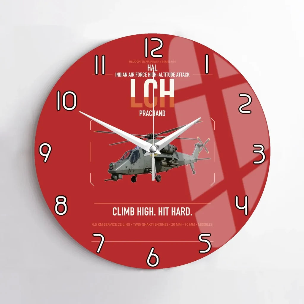 HAL LCH Prachand design on red no frame wall clock