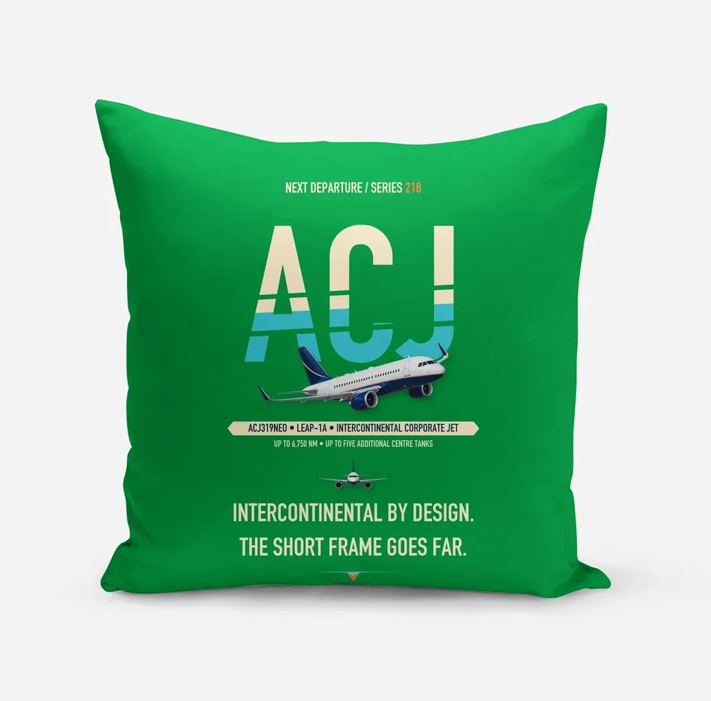 Airbus ACJ319neo design on green pillow