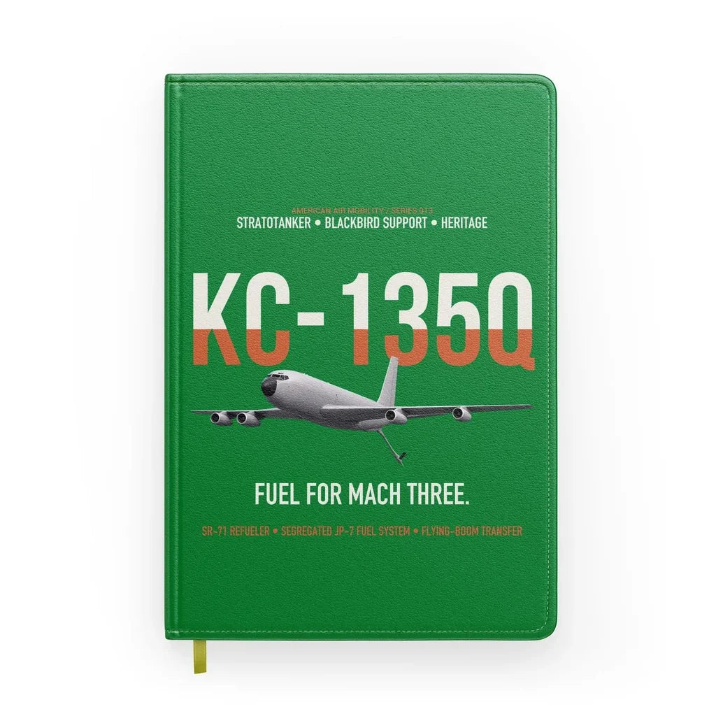KC-135Q Blackbird Tanker design on green notebook