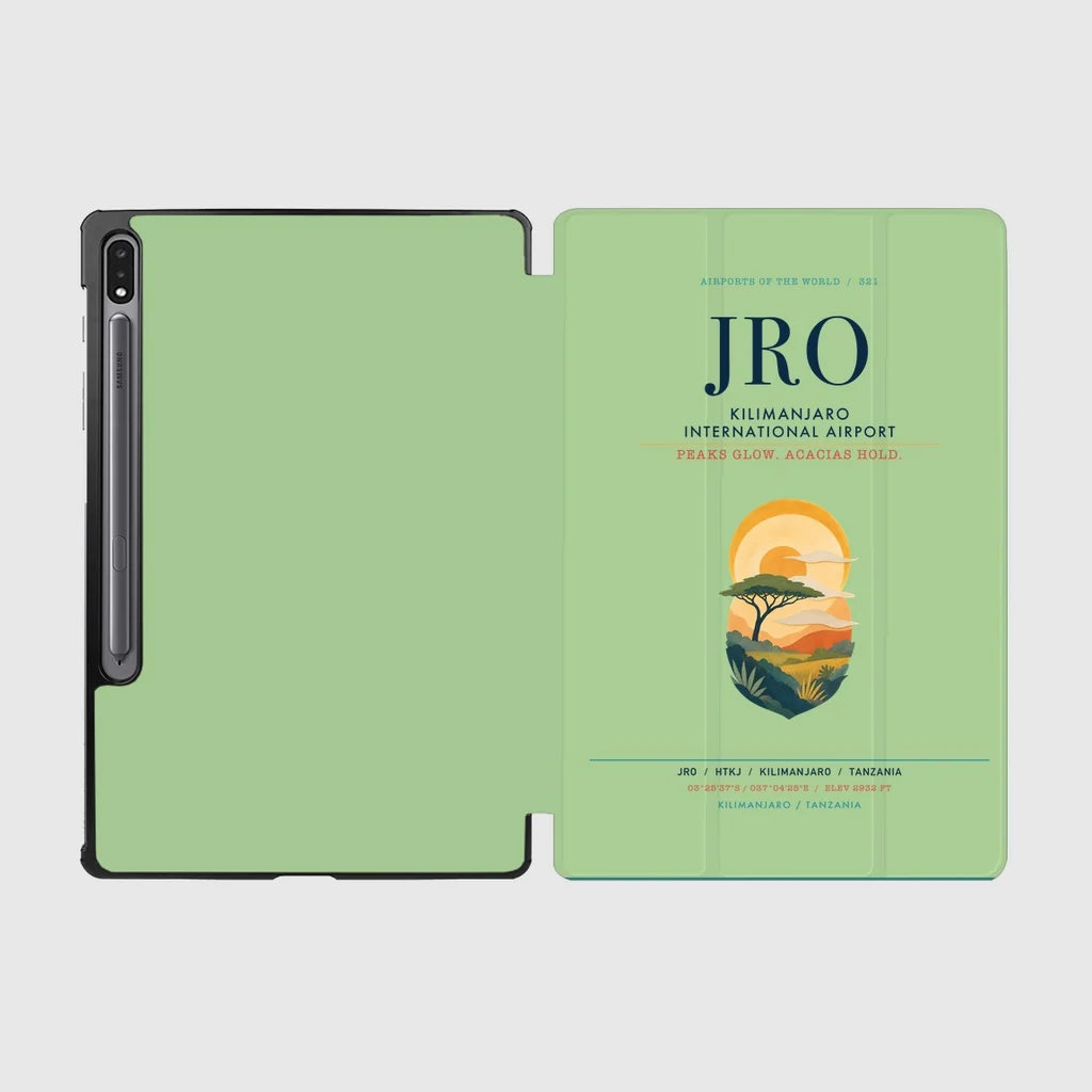 Kilimanjaro International Airport (JRO) design on light green samsung tablet tablet case