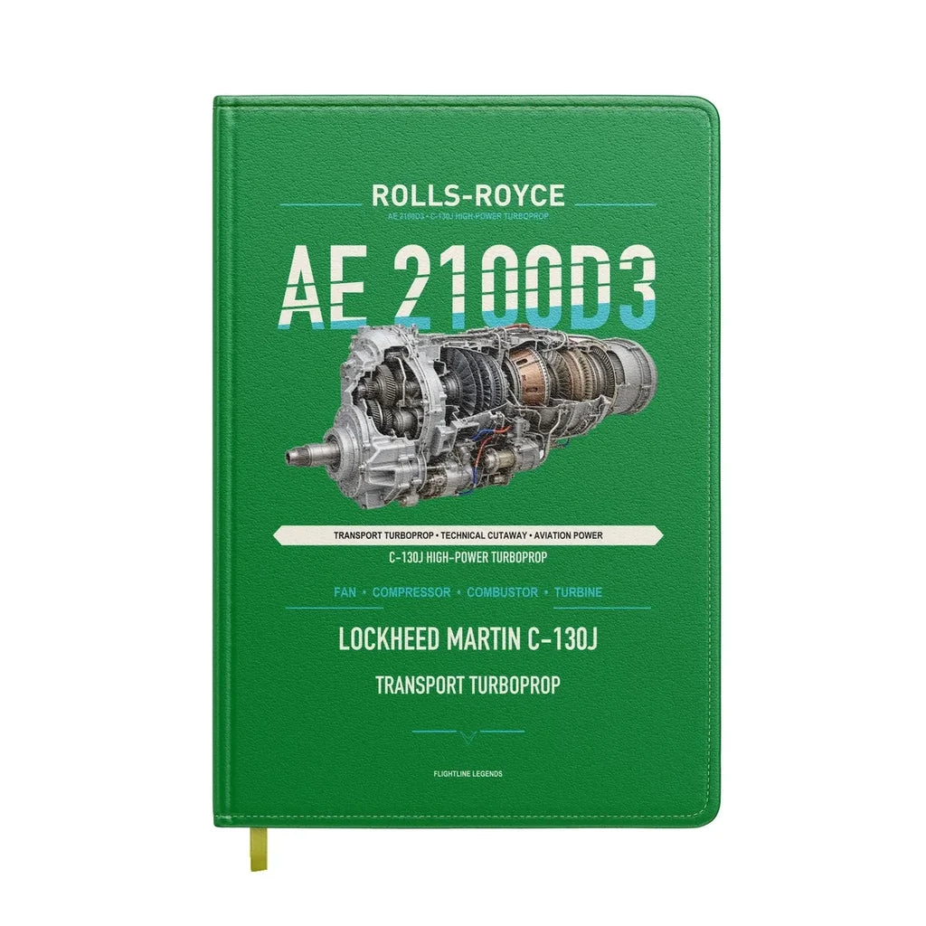 AE 2100D3 design on green notebook
