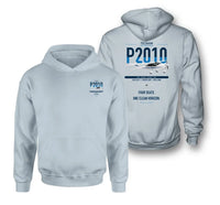 Thumbnail for Tecnam P2010 design on light blue double-side hoodie, double-side print
