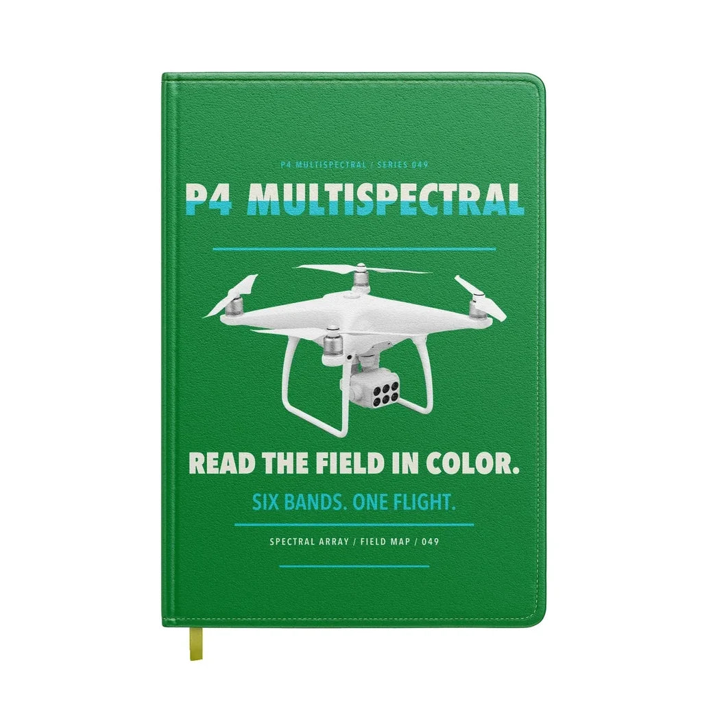 DJI P4 Multispectral design on green notebook