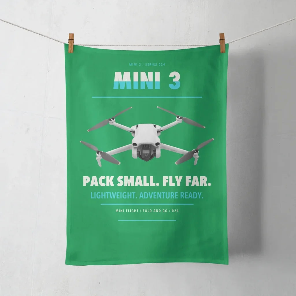 DJI Mini 3 design on green towel