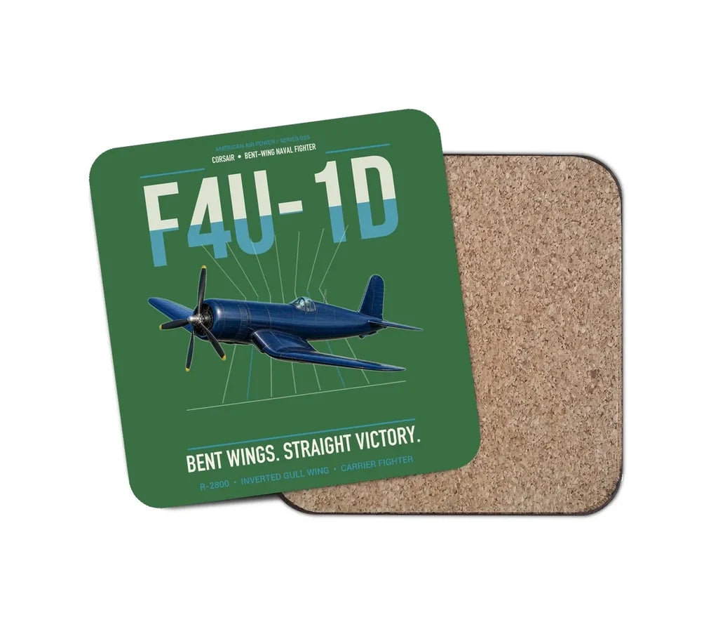 F4U-1D Corsair design on green 1 piece coaster
