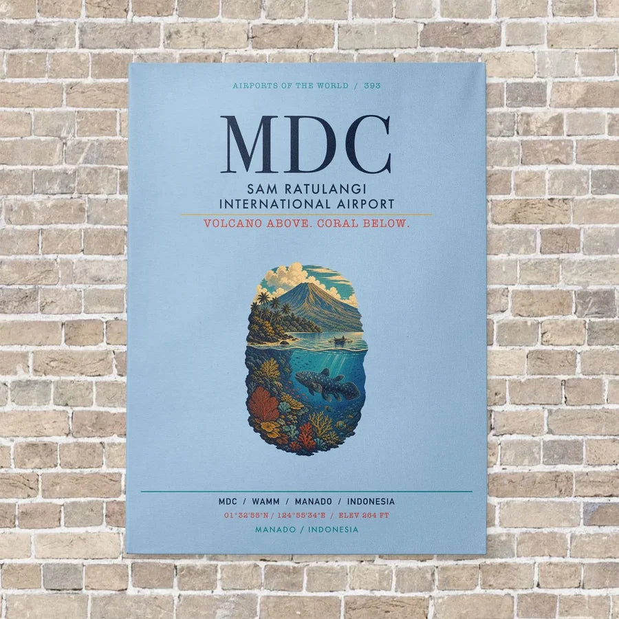 Sam Ratulangi International Airport MDC vertical canvas print - no frame - light blue background