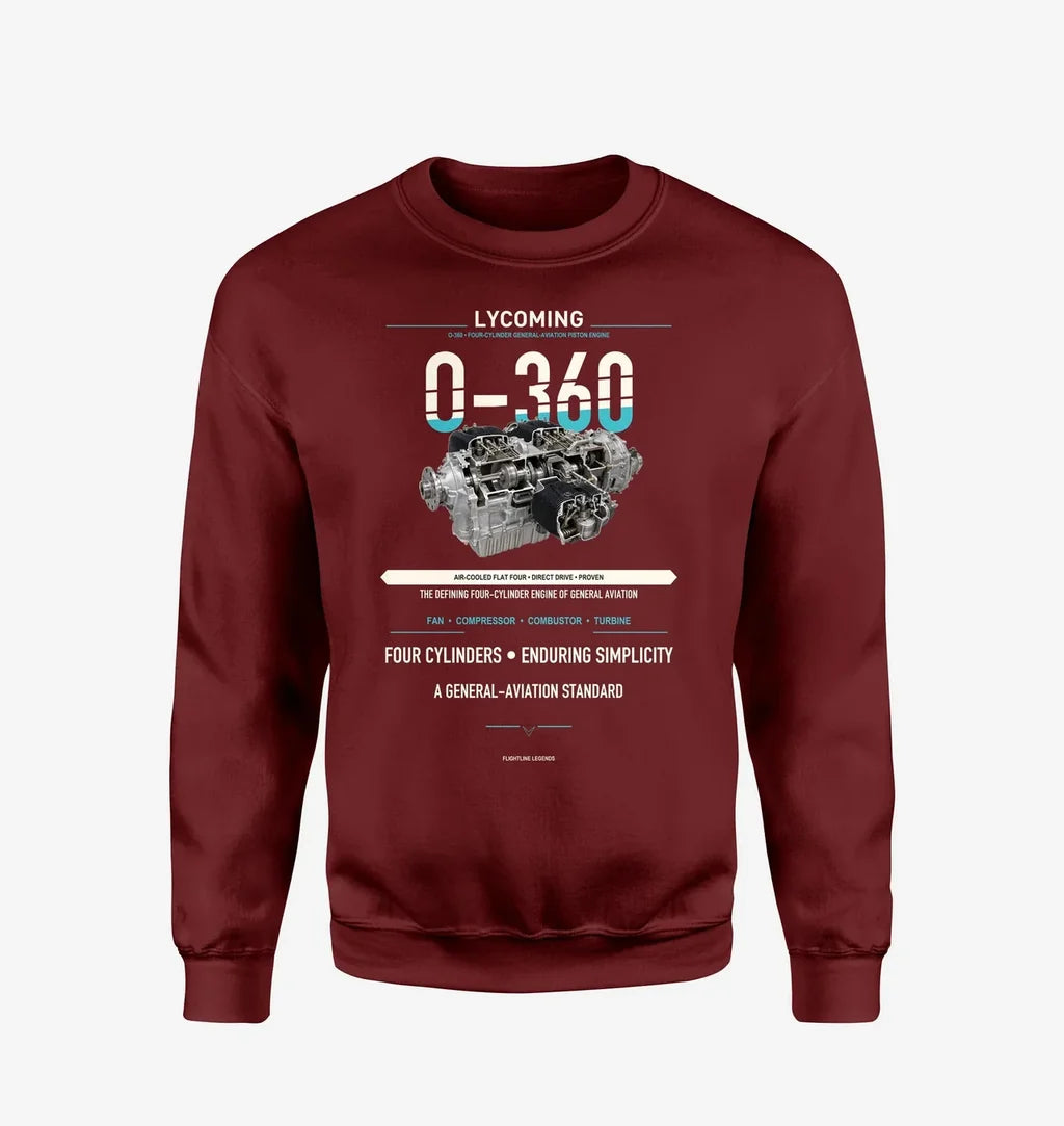 O-360 design on wine red sweatshirt