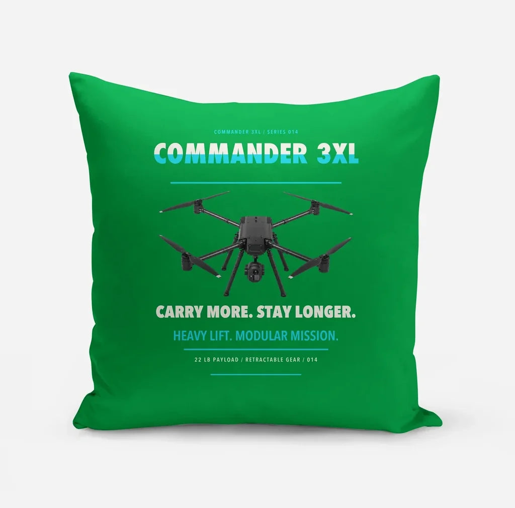 Draganfly Commander 3XL design on green pillow