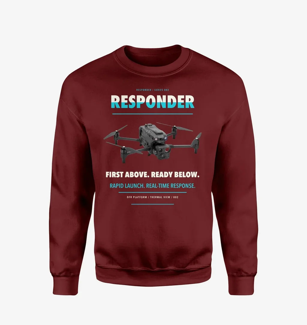 BRINC Responder design on wine red sweatshirt