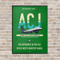 Thumbnail for Airbus ACJ320neo vertical canvas print - framed - green background