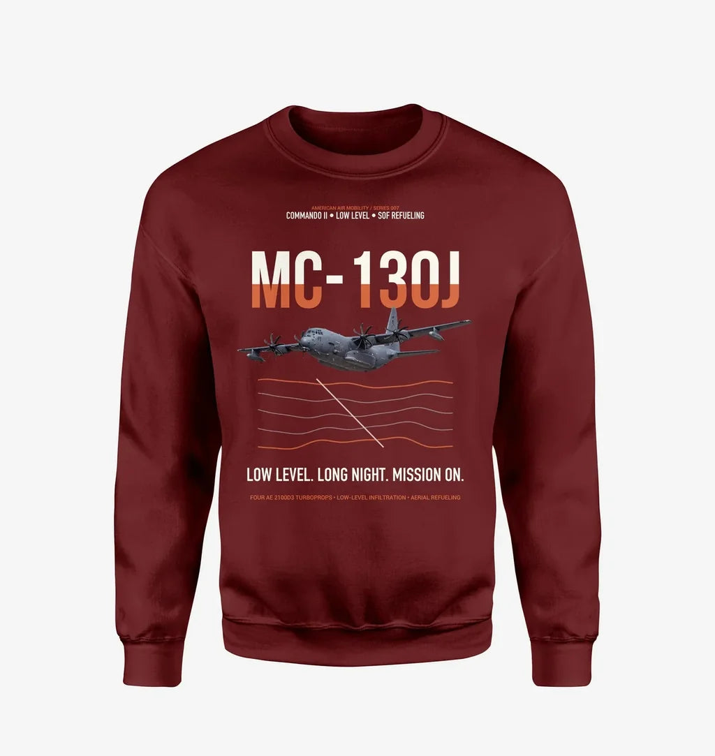 MC-130J COMMANDO II design on wine red sweatshirt