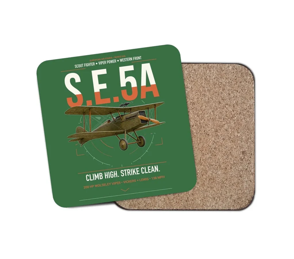 Royal Aircraft Factory S.E.5a design on green 1 piece coaster