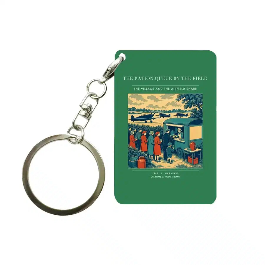VINTAGE G4522 - The Ration Queue By The Field - Designed Key Chain design on green