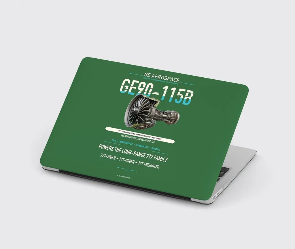 GE90-115B design on green MacBook case