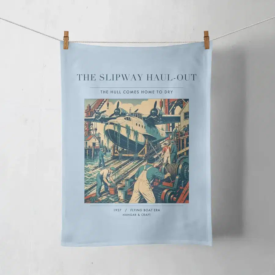 VINTAGE G4440 - The Slipway Haul-Out - Designed Towels design on lightblue