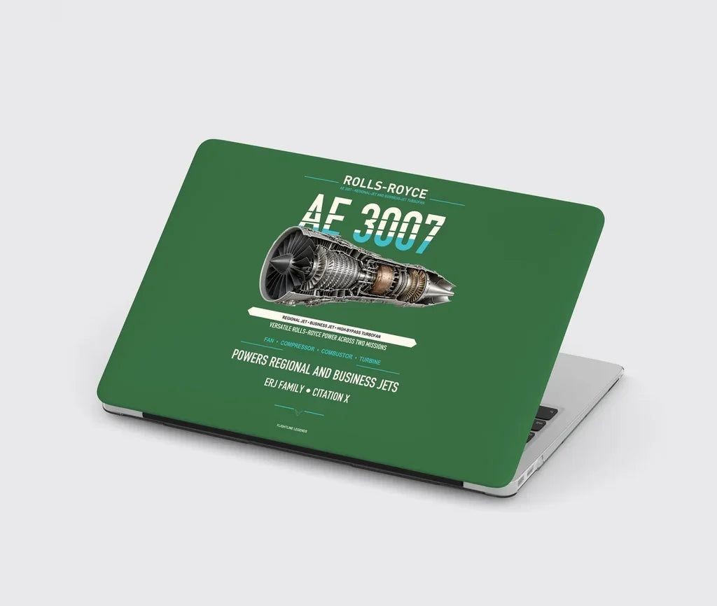 AE 3007 design on green MacBook case