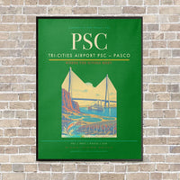 Thumbnail for Tri-Cities Airport PSC — Pasco vertical canvas print - framed - green background