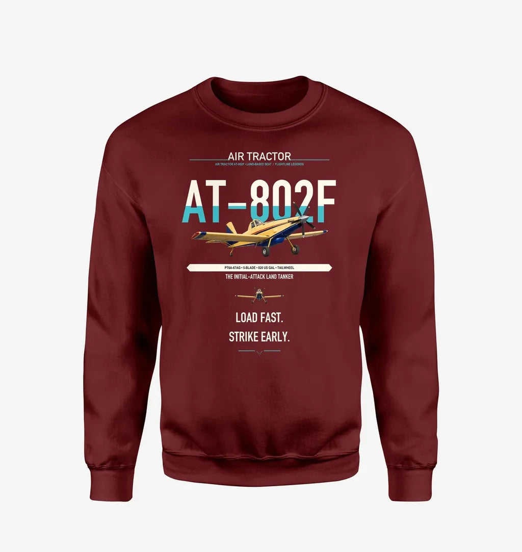 Air Tractor AT-802F design on wine red sweatshirt