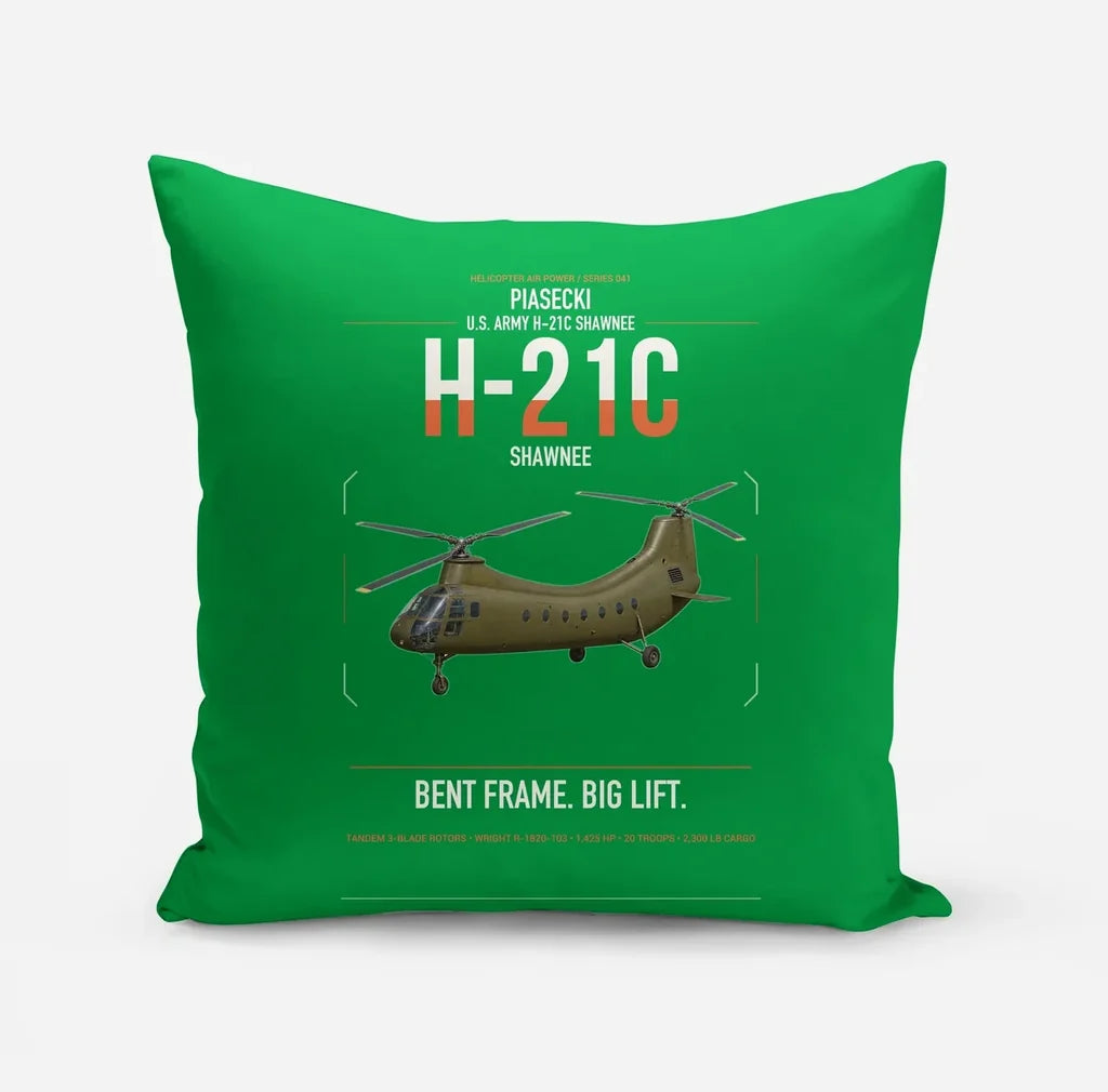 Piasecki H-21C Shawnee design on green pillow