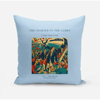 Thumbnail for VINTAGE G4103 - The Charter To The Games - Designed Pillows design on lightblue