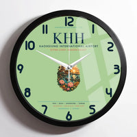 Thumbnail for Kaohsiung International Airport (KHH) design on light green framed wall clock