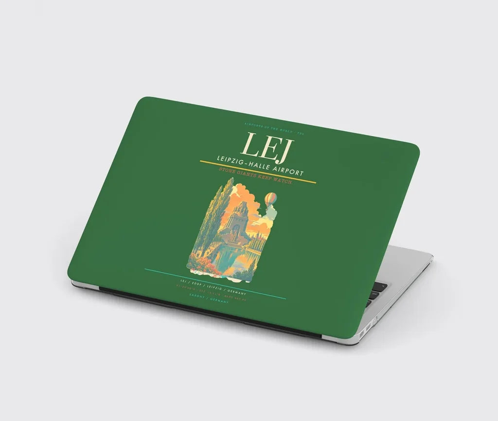 Leipzig–Halle Airport (LEJ) design on green MacBook case