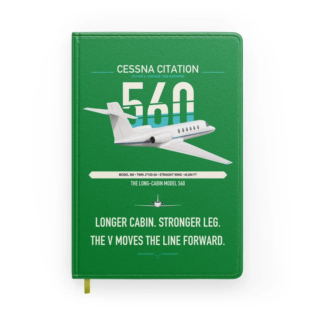 Cessna Citation 560 - Citation V design on green notebook