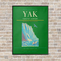 Thumbnail for Yakutat Airport YAK vertical canvas print - framed - green background