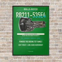 Thumbnail for RB211-535E4 vertical canvas print - framed - green background