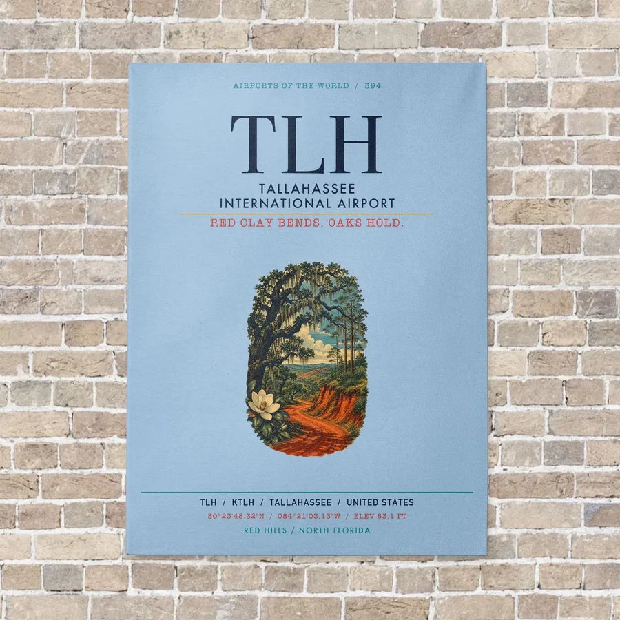 Tallahassee International Airport TLH vertical canvas print - no frame - light blue background