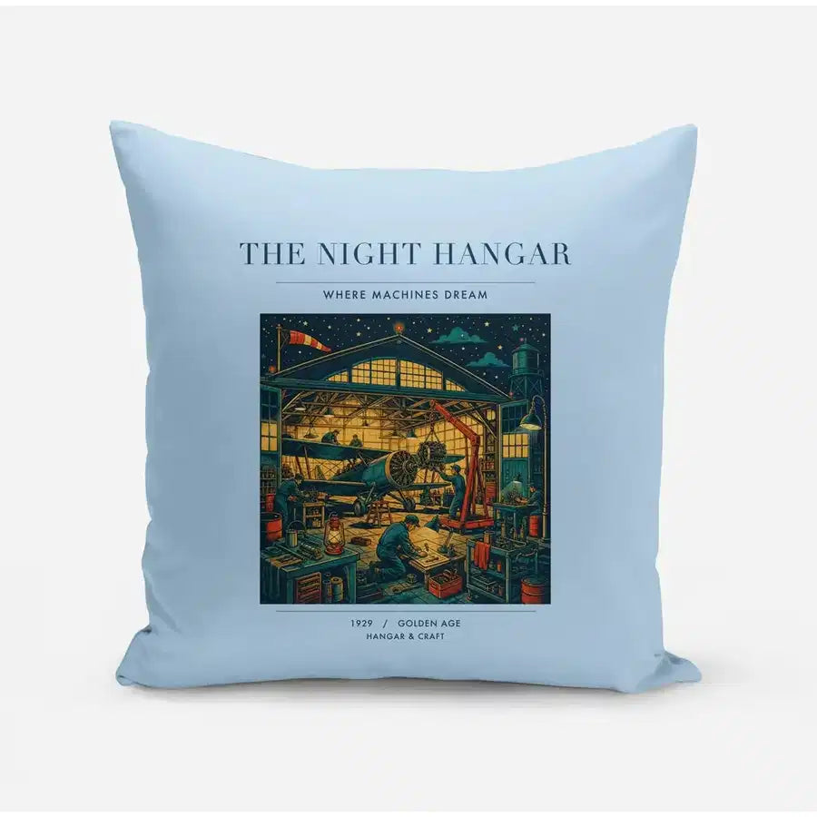 VINTAGE G4049 - The Night Hangar - Designed Pillows design on lightblue
