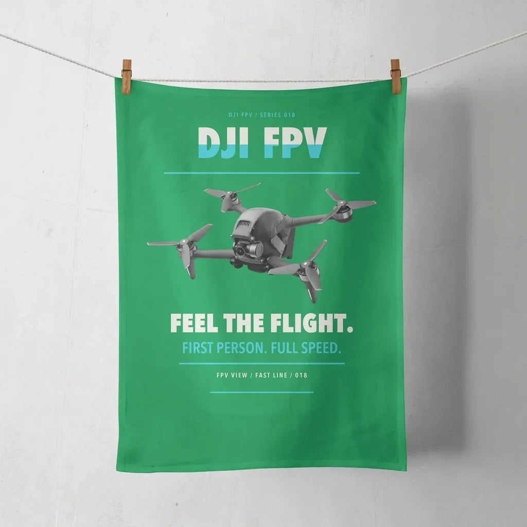 DJI FPV design on green towel