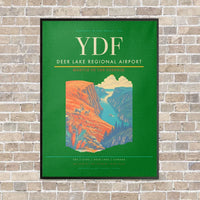 Thumbnail for Deer Lake Regional Airport YDF vertical canvas print - framed - green background