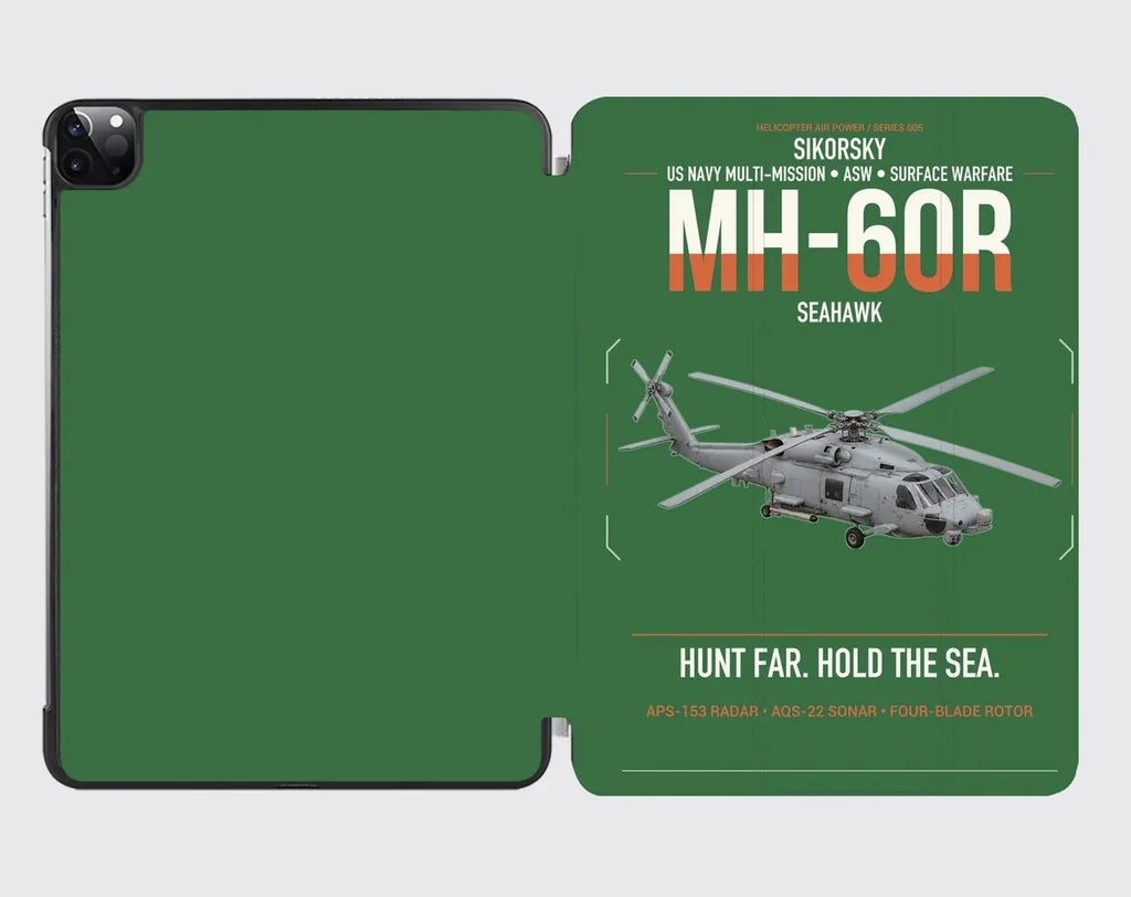 Sikorsky MH-60R Seahawk design on green ipad tablet case