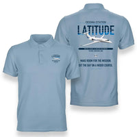 Thumbnail for Cessna Citation Latitude design on light blue double-side polo t-shirt, double-side print