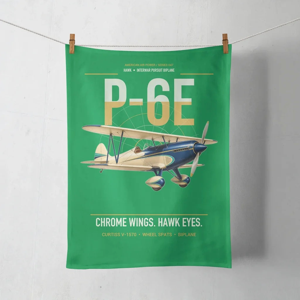 Curtiss P-6E Hawk design on green towel