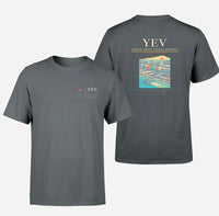 Thumbnail for Inuvik (Mike Zubko) Airport (YEV) design printed on gray double-side t-shirt