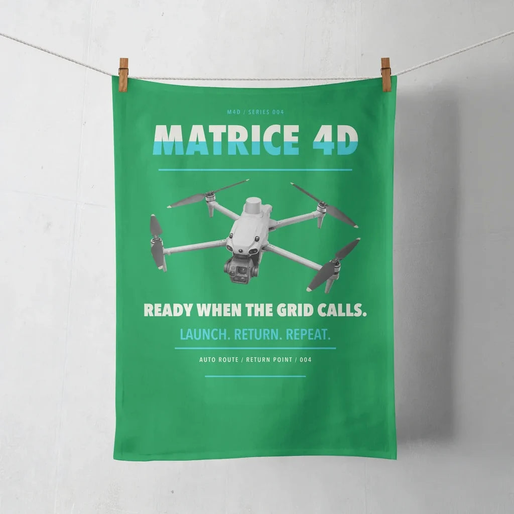 DJI Matrice 4D design on green towel