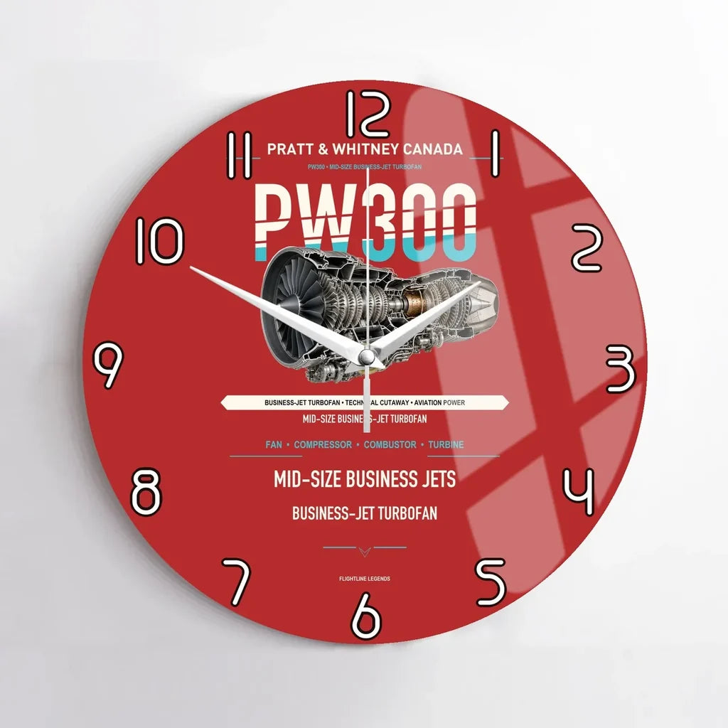 PW300 design on red no frame wall clock