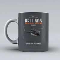 Thumbnail for Bell 505 Jet Ranger X design on gray ceramic mug, double-side print