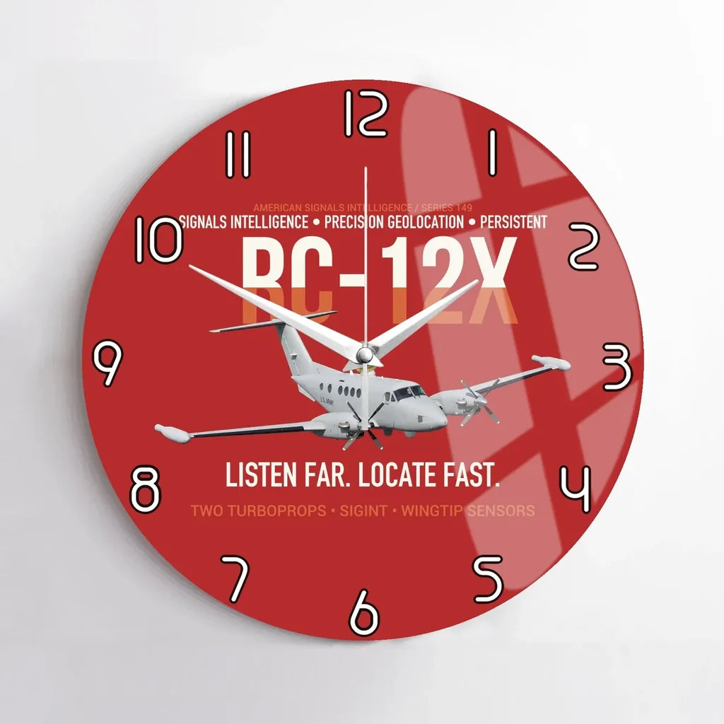 RC-12X Guardrail Signals From Above design on red no frame wall clock
