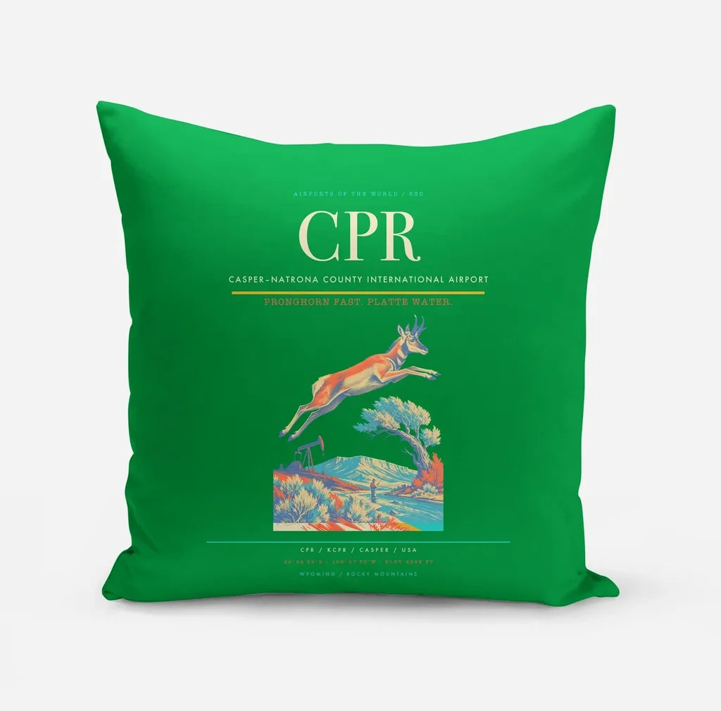 Casper–Natrona County International Airport (CPR) design on green pillow