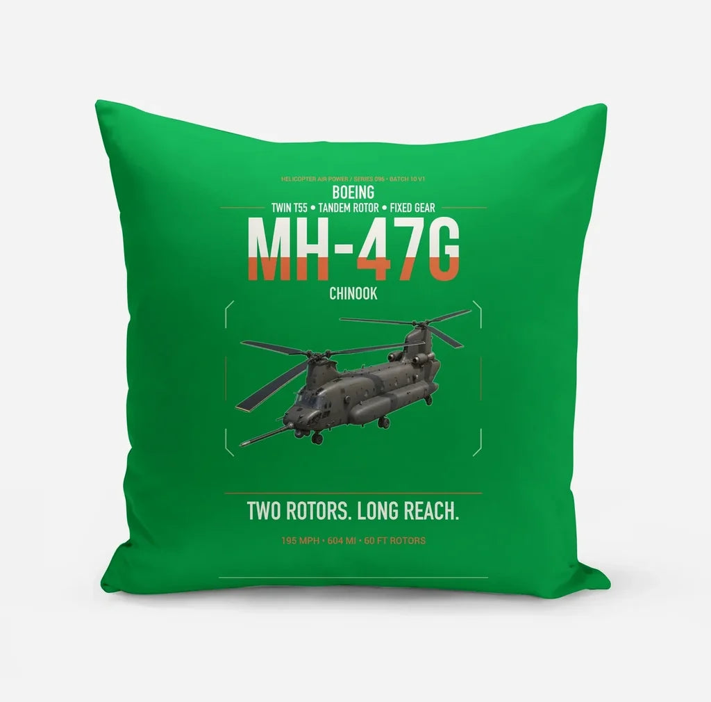 Boeing MH-47G Chinook design on green pillow
