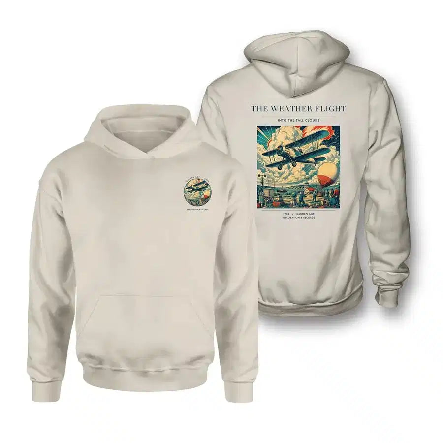 VINTAGE G4045 - The Weather Flight - Double-Side Hoodie design on khaki double side