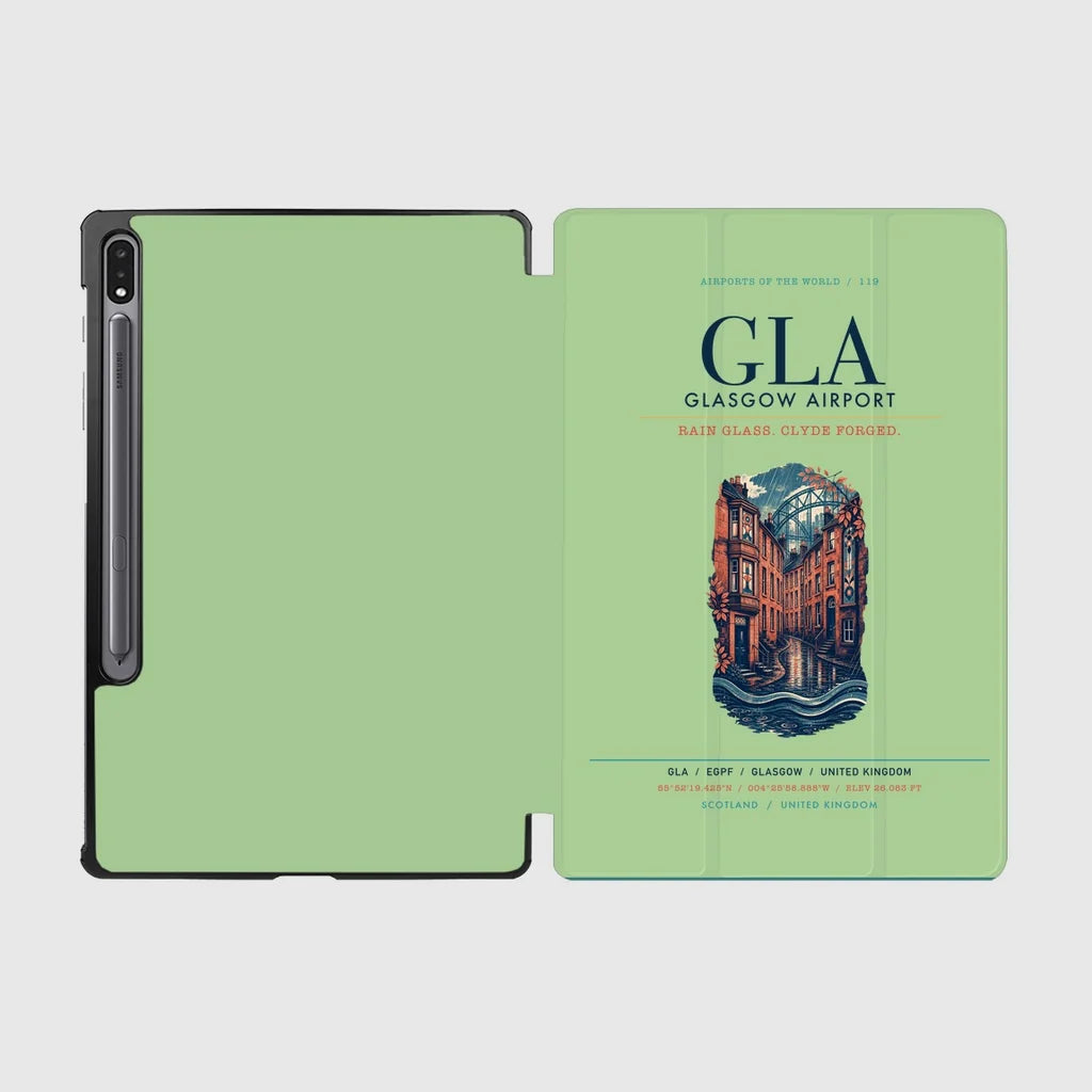 Glasgow Airport (GLA) design on light green samsung tablet tablet case