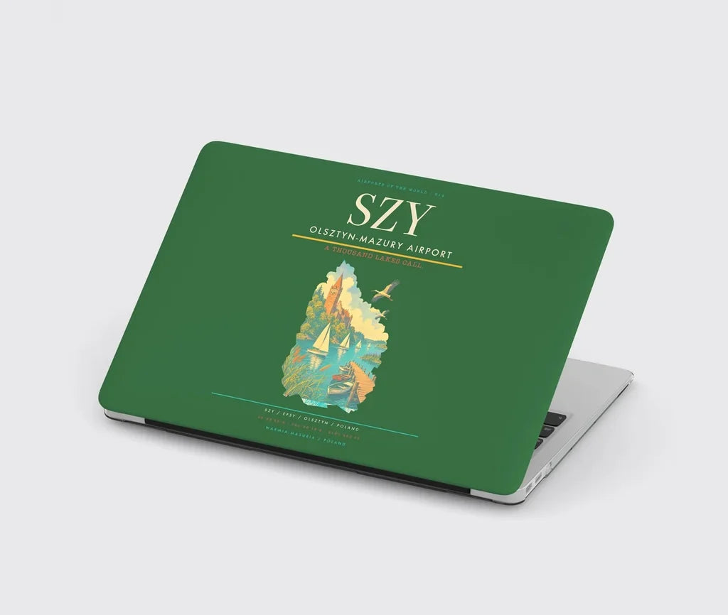 Olsztyn-Mazury Airport (SZY) design on green MacBook case