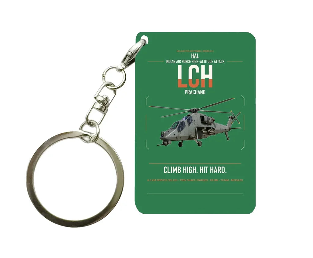 HAL LCH Prachand design on green designed key chain, double-side print