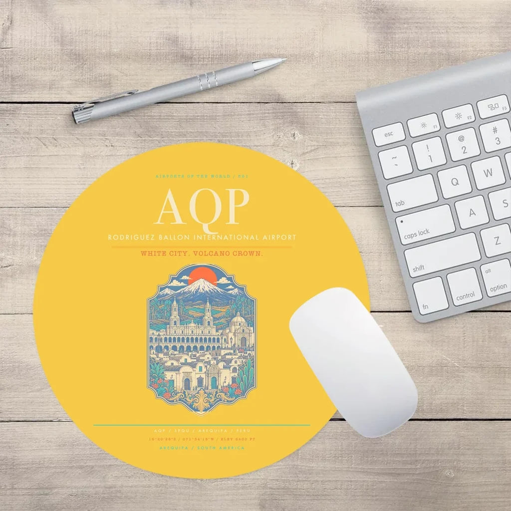 Rodriguez Ballon International Airport AQP Mouse-Pad Round - Yellow