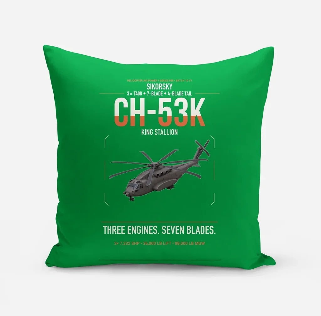 Sikorsky CH-53K King Stallion design on green pillow